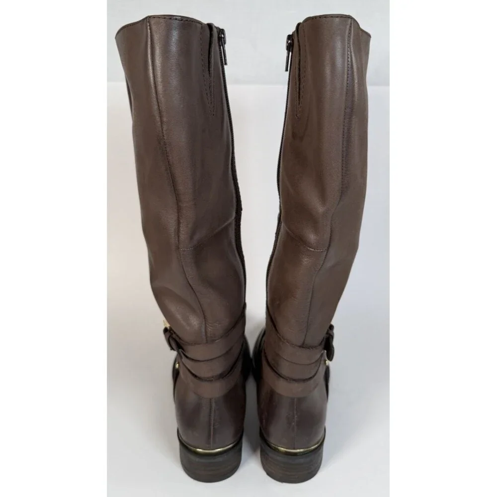 Steve Madden Boots Womens Size 8 Brown Albany Knee High Zip Equestrian Low Heel